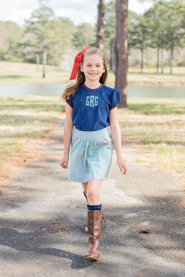 Beth Top in Cadet Blue Non-Wrinkle Corduroy