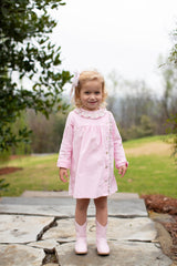 Elizabeth Dress Long Sleeve in Baby Pink Corduroy