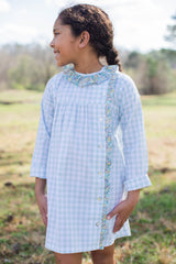 Elizabeth Dress Long Sleeve in Sage Windowpane