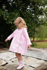 Elizabeth Dress Long Sleeve in Baby Pink Corduroy