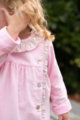 Elizabeth Dress Long Sleeve in Baby Pink Corduroy