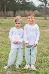 Boy Tee Long Sleeve White with Puppy Dog