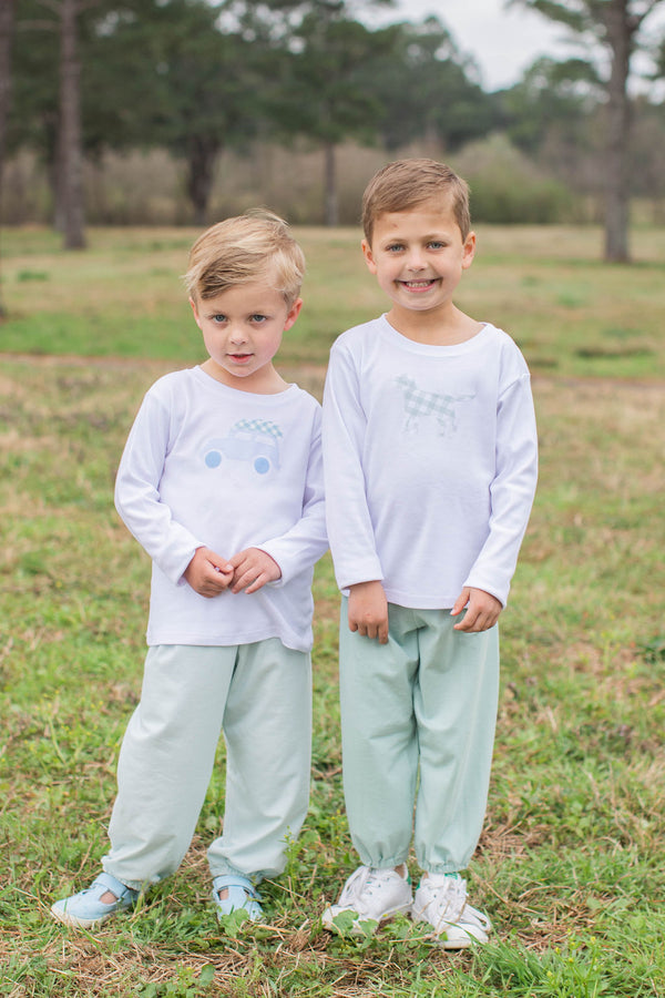 Boy Tee Long Sleeve White with Puppy Dog