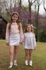 Allyson Top Long Sleeve in Dusty Pink Check