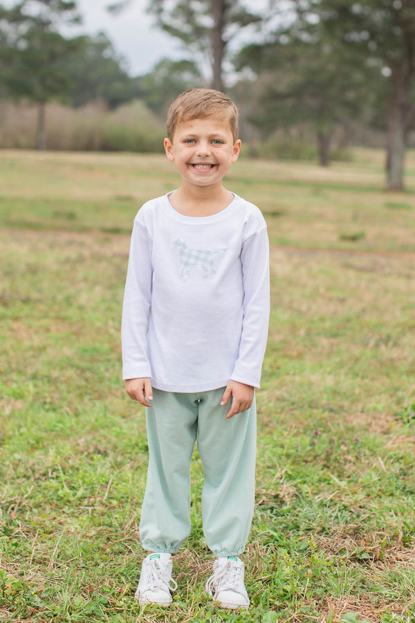 Boy Tee Long Sleeve White with Puppy Dog