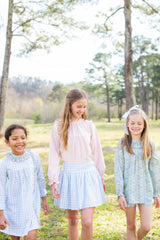Elizabeth Dress Long Sleeve in Sage Windowpane