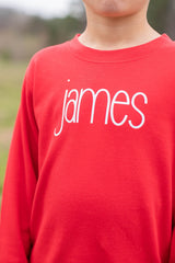 Boy Tee Long Sleeve Red w/ Playground Name