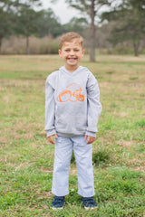 Fleece Hoodie Grey with Football w/ Helmet