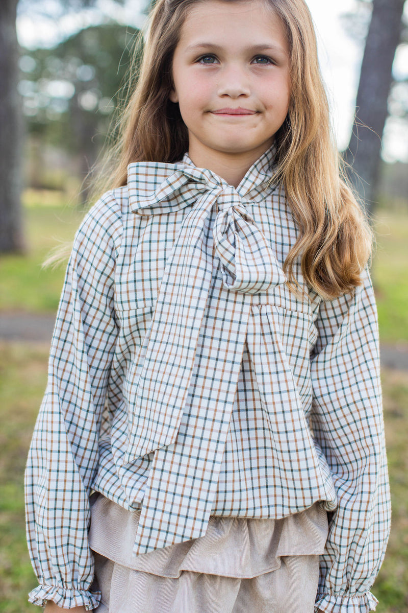 Sloane Top Long Sleeve in Highlands Tattersall