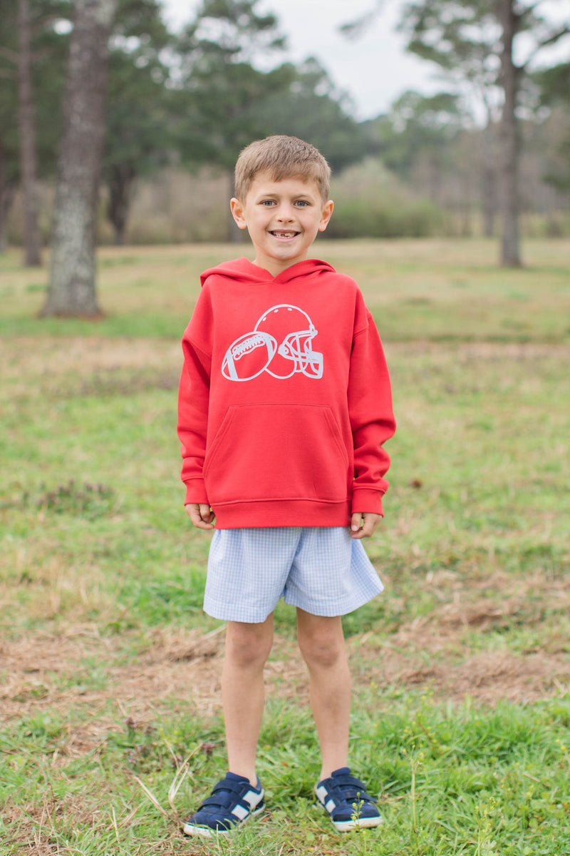 Fleece Hoodie Red with Football w/ Helmet