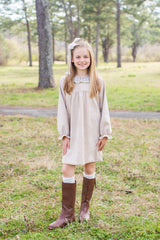 Pippa Dress in Toast Non-Wrinkle Corduroy