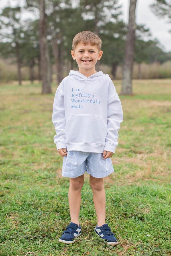 Fleece Hoodie White with Joyfully + Wonderfully Made