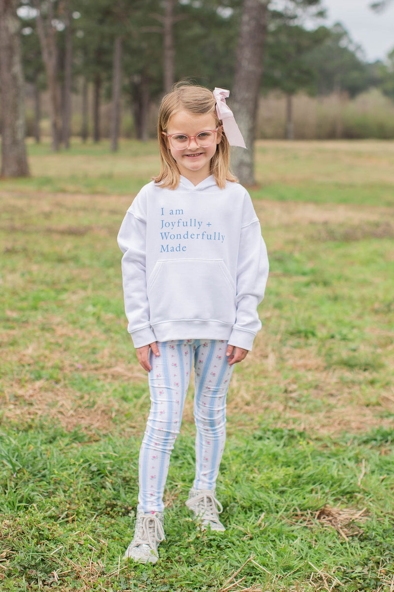 Fleece Hoodie White with Joyfully + Wonderfully Made