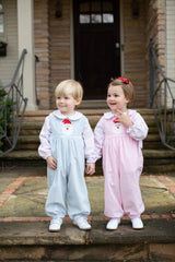 Yates Romper in Powder Blue Non-Wrinkle Corduroy