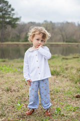 Graham Knit Shirt Long Sleeve in White Knit