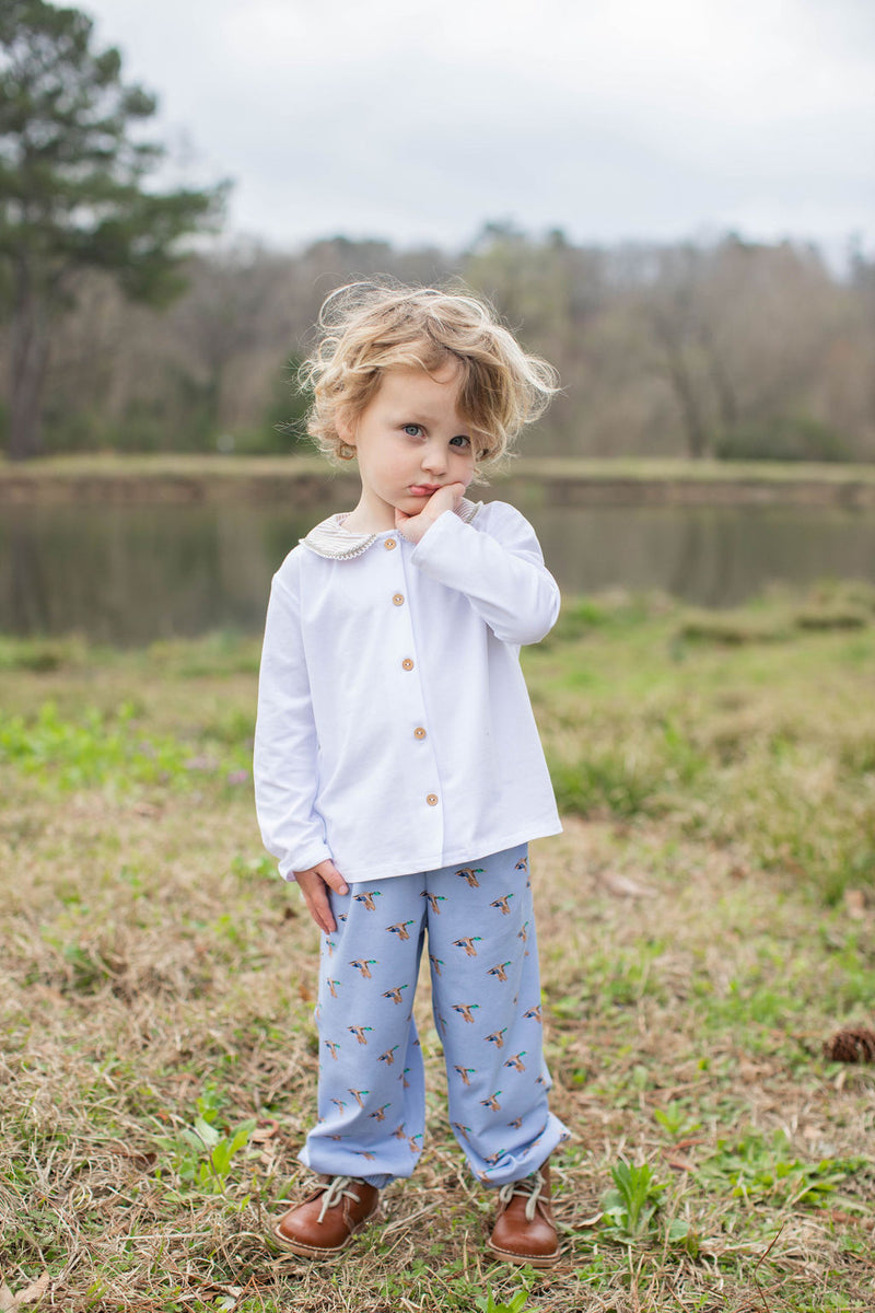 Graham Knit Shirt Long Sleeve in White Knit
