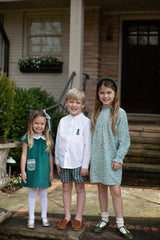 Olivia Apron Dress in Emerald Velvet