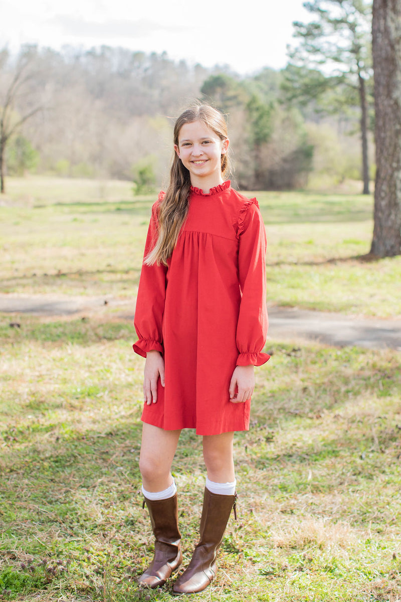 Josephine Dress in Cherry Red Corudory