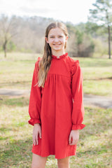 Josephine Dress in Cherry Red Corudory