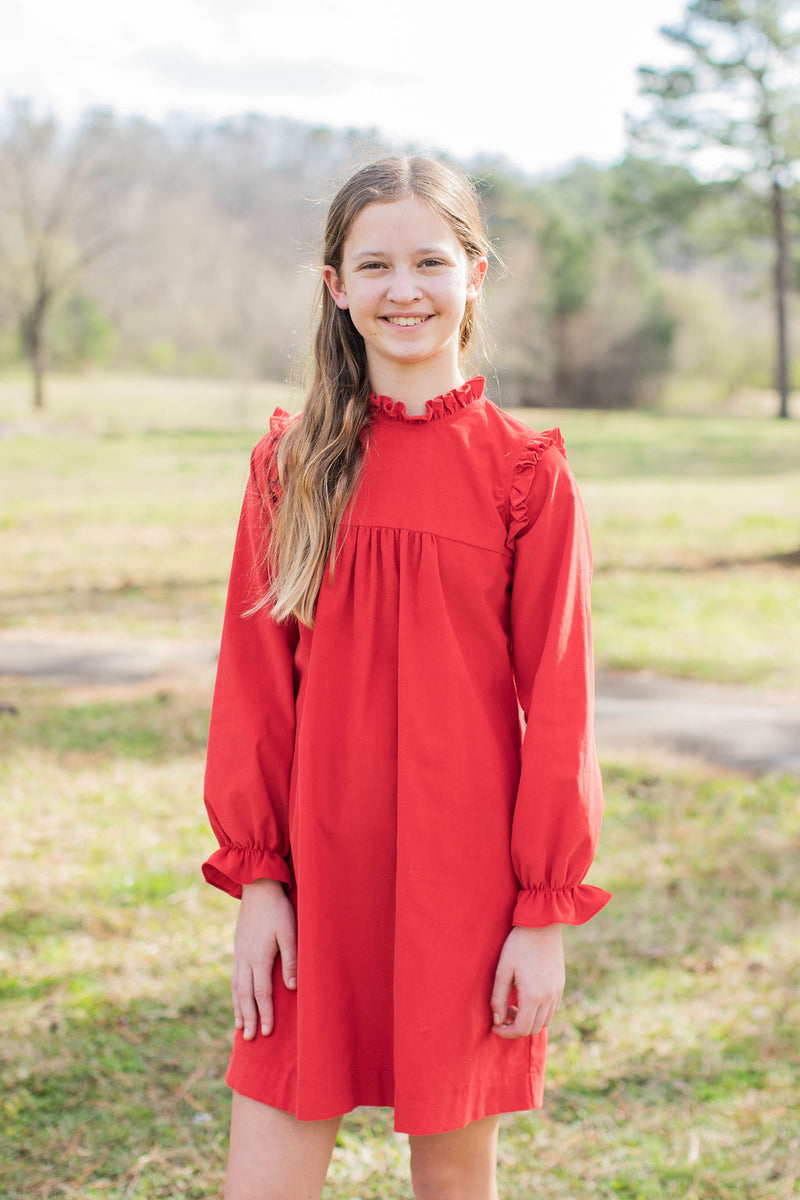 Josephine Dress in Cherry Red Corudory