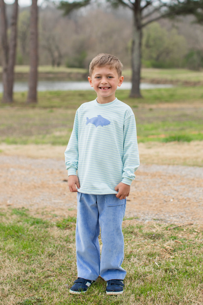 Boy Tee Long Sleeve Premium in Watercolor Stripe Knit with Trout