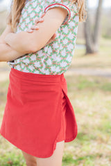 Sadie Skort in Cherry Red Corduroy