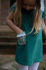 Olivia Apron Dress in Emerald Velvet