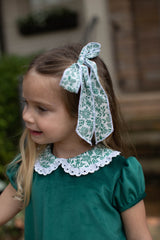 Olivia Apron Dress in Emerald Velvet