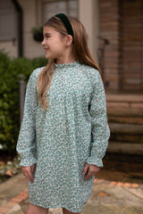 Avery Dress Long Sleeve in Green Liberty Floral
