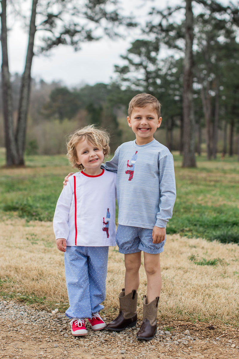 Finn Shorts in Chambray Swiss Dots