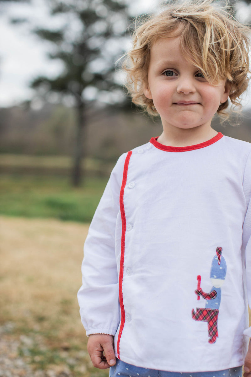Logan Shirt Long Sleeve in White Corduroy