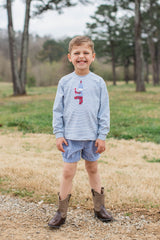 Finn Shorts in Chambray Swiss Dots