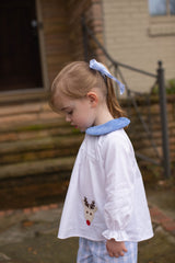 Greta Top Long Sleeve in White Pique