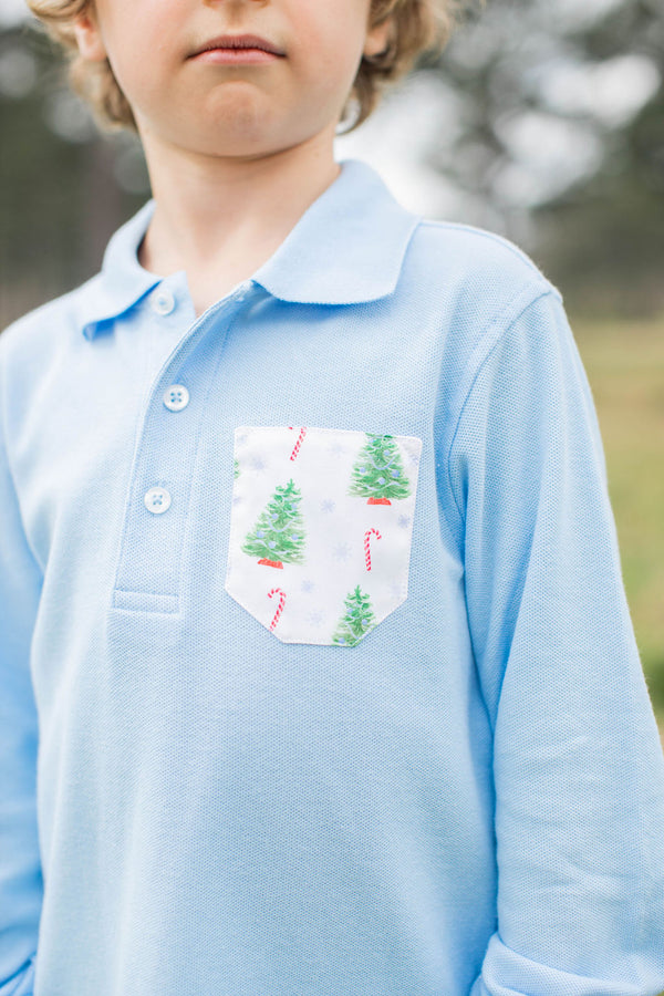 Boy Polo Long Sleeve Light Blue w/ Pocket