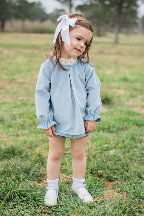 Annabelle Top Long Sleeve in Porcelain Velvet
