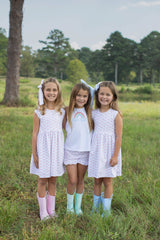 Racerback Tank Basic in White Knit w/ Rainbow