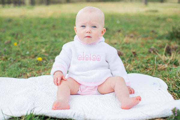 Baby Hooded Zip Back Sweater Pink