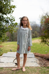 Elizabeth Dress Long Sleeve in Hunter Green Check
