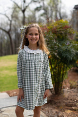 Elizabeth Dress Long Sleeve in Hunter Green Check