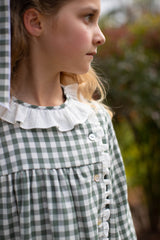 Elizabeth Dress Long Sleeve in Hunter Green Check