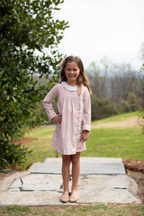 Elizabeth Dress Long Sleeve in Dusty Pink Check