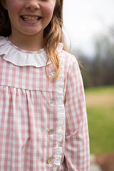 Elizabeth Dress Long Sleeve in Dusty Pink Check