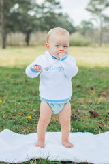 Baby Hooded Zip Back Sweater Blue