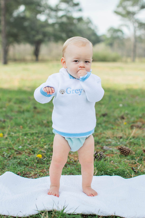 Baby Hooded Zip Back Sweater Blue