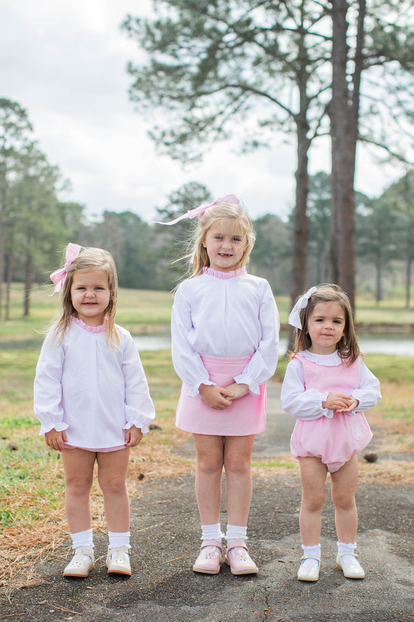 Allyson Top Long Sleeve in Bitty Dot Pink Pique