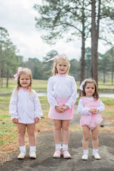 Annabelle Top Long Sleeve in Bitty Dot Pink Pique