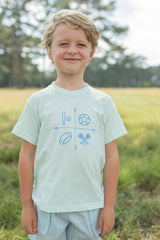 Boy Tee Short Sleeve Premium in Icy Mint Knit with Sports Quadrant