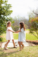 Georgia Dress Short Sleeve in Ballet Pink Non-Wrinkle Corduroy