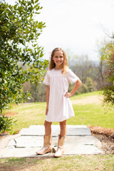 Georgia Dress Short Sleeve in Ballet Pink Non-Wrinkle Corduroy