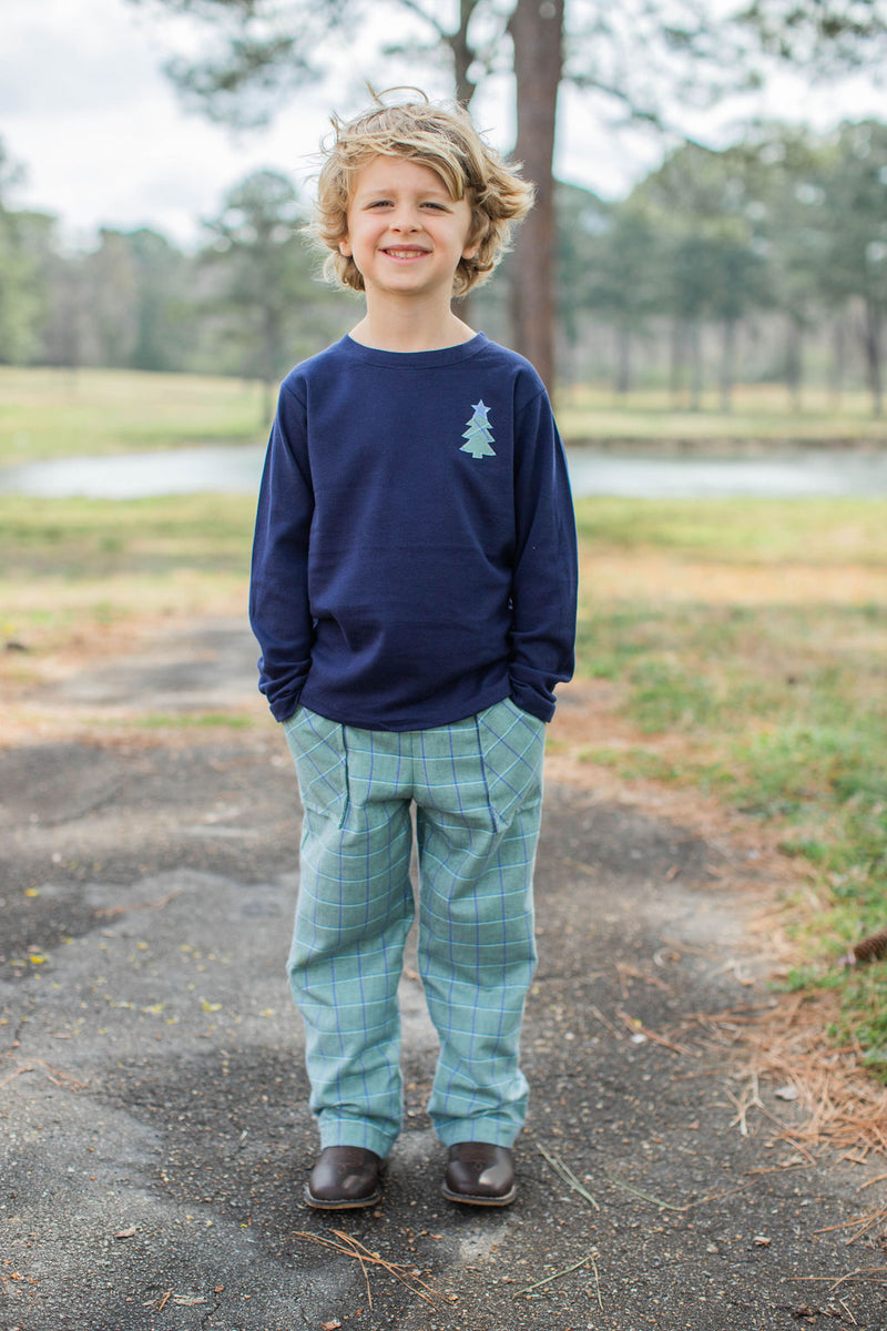 Boy Tee Long Sleeve Navy with Mini Tree w/ Star